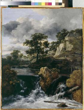 Hügellandschaft mit Wasserfall Um 1665/70