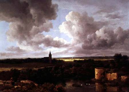 Landscape with Ruined Castle and Church von Jacob Isaacksz van Ruisdael