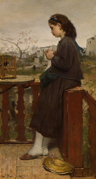 Strickendes Mädchen auf dem Balkon, Montmartre 1869
