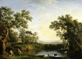 Ideale Landschaft mit Merkur und Paris. 1785