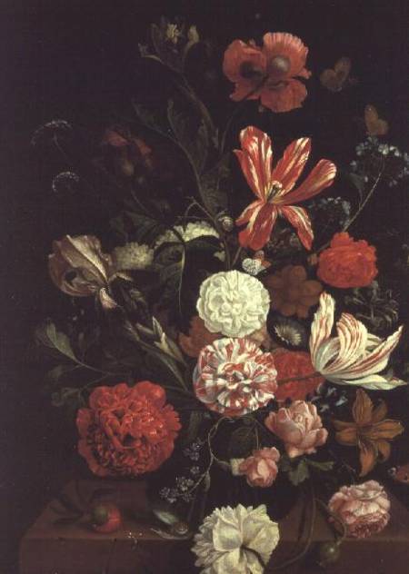 A Still Life of flowers in a glass vase von Jacob Rootius