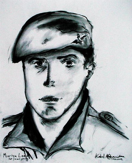 Martyn Lees, Kabul, Afghanistan, 19th February 2002 (charcoal on paper)  von Jacob  Sutton