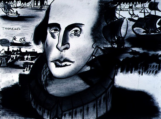 William Shakespeare (1564-1616) 1994 (charcoal on paper)  von Jacob  Sutton