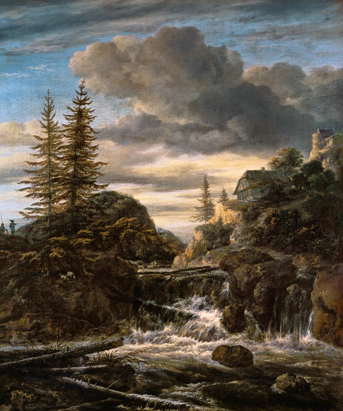 A Norwegian Landscape with a Cascade Waterfall von Jacob Isaaksz. or Isaacksz. van Ruisdael