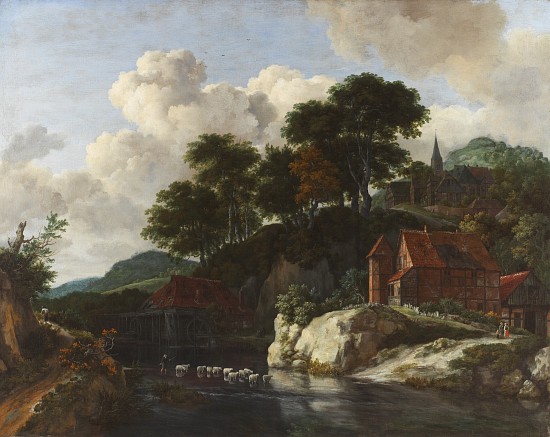 Hilly Landscape with a Watermill von Jacob Isaaksz. or Isaacksz. van Ruisdael