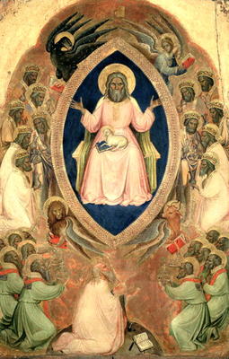 God the Father Enthroned from the Polyptych of the Apocalypse, after 1343 (tempera on panel with gol von Jacopo Alberegno