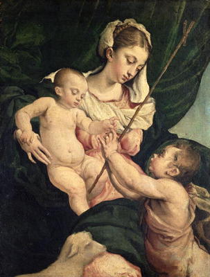 Madonna and Child with Saint John, c.1570 (oil on canvas) von Jacopo Bassano