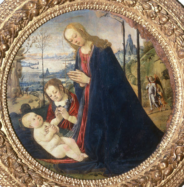 J.del Sellaio, Maria, das Kind anbetend von Jacopo del Sellaio