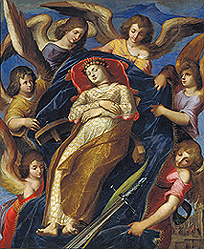 Die Hl. Katharina wird von Engeln getragen. von Jacopo Ligozzi