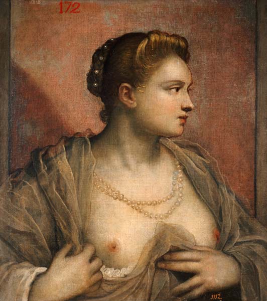 Tintoretto / Woman with Uncovered Breast von Jacopo Robusti Tintoretto