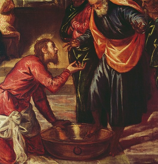 Christ Washing the Feet of the Disciples (detail of 69587) von Jacopo Robusti Tintoretto