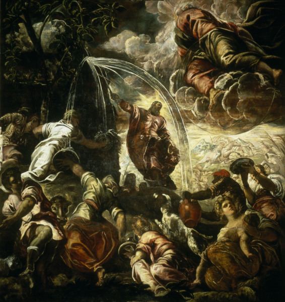Moses draw water from rocks / Tintoretto von Jacopo Robusti Tintoretto