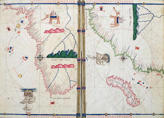 Ms Ital 550.0.3.15 fol.4v-5r Map of Africa and the Cape of Good Hope, from the 'Carte Geografiche' ( von Jacopo Russo