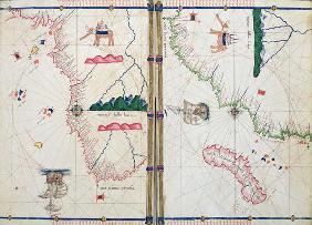 Ms Ital 550.0.3.15 fol.4v-5r Map of Africa and the Cape of Good Hope, from the 'Carte Geografiche' ( 17th