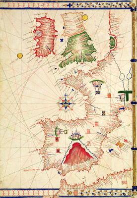 Ms Ital 550.0.3.15 fol.2r Map of Europe, from 'Carte Geografiche' (vellum) 17th