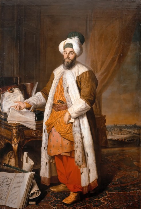 Porträt von Mehemet Said Pacha, Bey von Rumelien, Botschafter des Osmanischen Reiches in Versailles von Jacques Andre Joseph Camelot Aved
