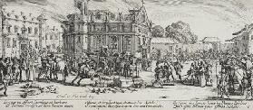 Les Miseres et les Mal-Heurs de la Guerre (Blatt 6): Die Zerstörung eines Klosters 1633