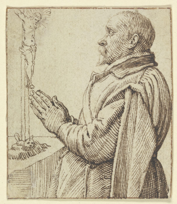 Betender Kavalier vor einem Kruzifix von Jacques de Gheyn II