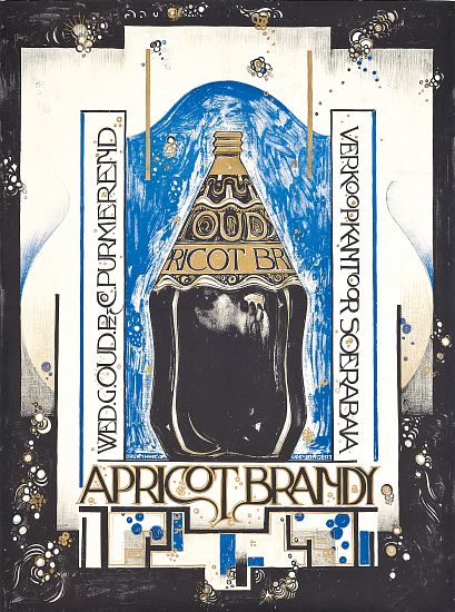 Poster advertising apricot brandy, for the wine and sherry seller Oud von Jacques Jongert