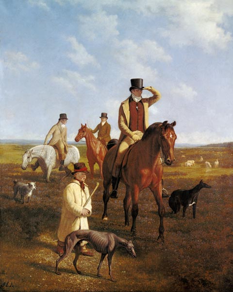 Bildnis des Lord Rivers zu Pferde mit seinen Freunden von Jacques-Laurent Agasse