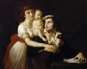 Camille Desmoulins mit seiner Frau Lucile und Kind