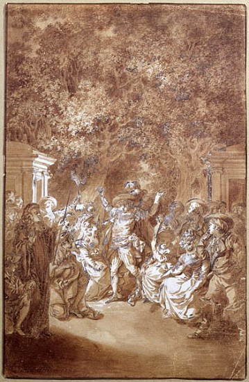 Scene from of ''The Marriage of Figaro'' Pierre-Augustin Caron de Beaumarchais (1732-99) 1785 von Jacques Philippe Joseph de Saint-Quentin