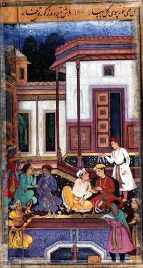 Young Prince Presiding Over a Drinking Party, from the manuscript of Hadiqat Al-Haqiqat (The Garden 1599-1600