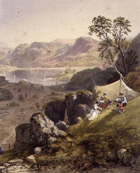 Thirlmere and Wythburn, detail of a sketching party, from 'The English Lake District' von James Baker Pyne
