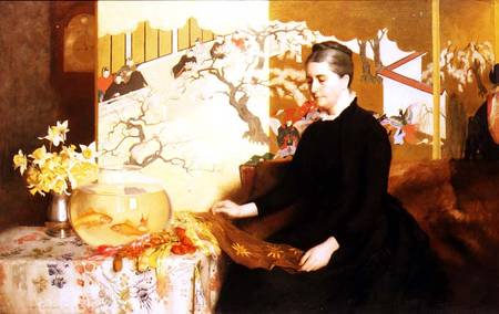 Lady With Japanese Screen and Goldfish (Portrait of the Artist's Mother) von James Cadenhead