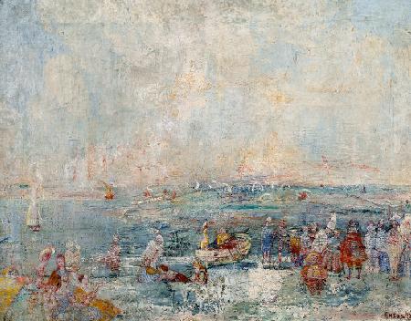 Der Karneval am Strand, 1887, von James Ensor (1860-1949), Öl auf Leinwand, 54x69 cm. Belgien, 19. J