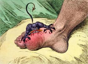 The Gout, published by Hannah Humphrey in 1799 (hand-coloured softdground etching)