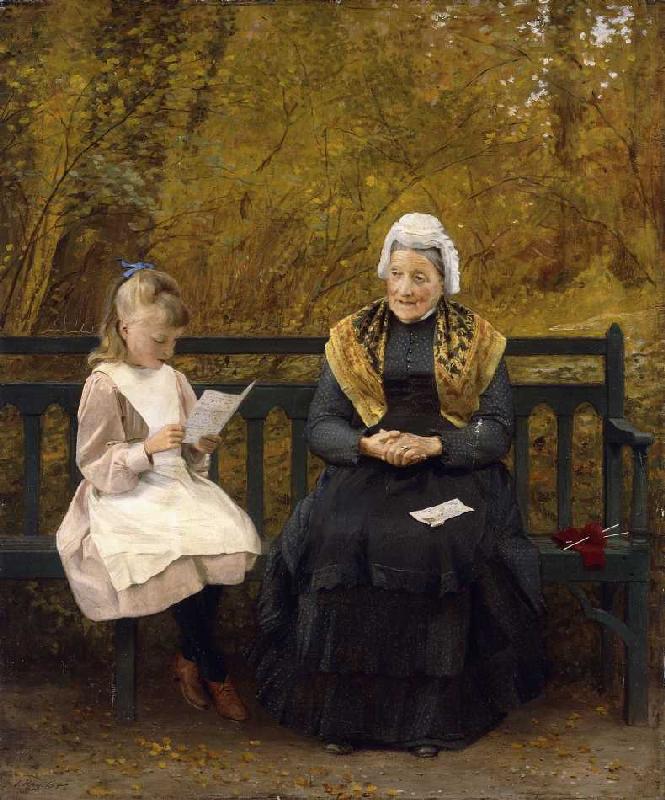 Der Großmutter vorlesen. von James Hayllar