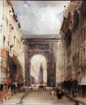 Rue Vivienne and Porte St. Denis, Paris c.1830  on