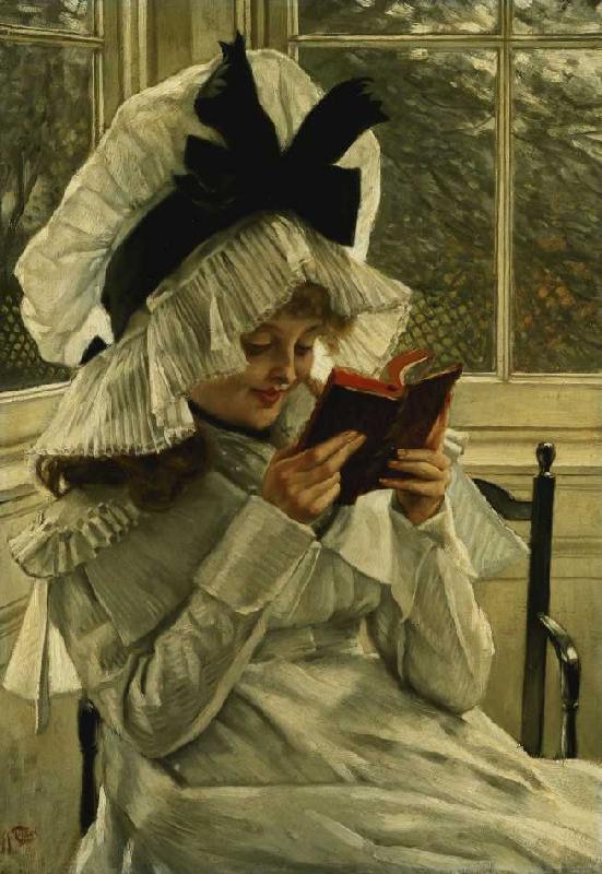 Mädchen, ein Buch lesend von James Jacques Tissot