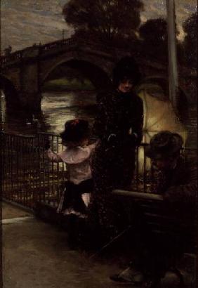 Portrait of the Artist with Mrs.Kathleen Newton and her niece, Lilian Hervey, by the Thames at Richm c.1878-9