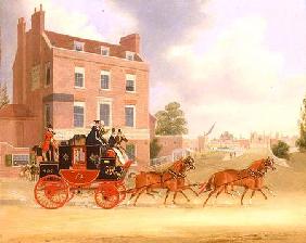 Quicksilver Royal Mail passing the Star and Garter at Kew Bridge 1835