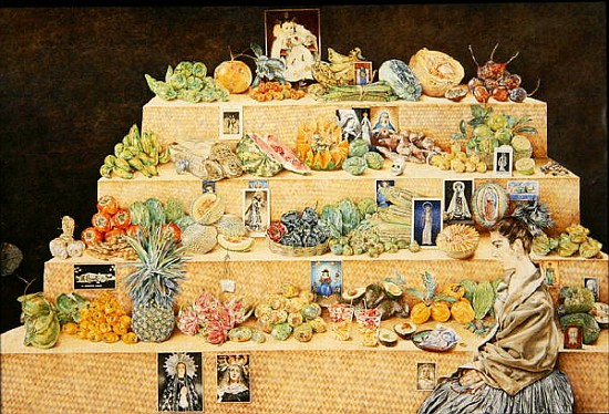 Fruit-stall, La Lagunilla, 1998 (oil on canvas) (see 240165 for detail)  von  James  Reeve