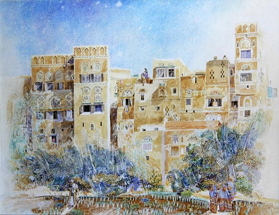 Kitchen Garden, Sana''a, North Yemen, 1975 (w/c on paper)  von  James  Reeve