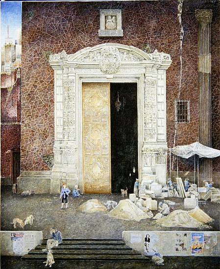 Stone-masons, the Capilla de las Animas, 2003 (oil on canvas)  von  James  Reeve