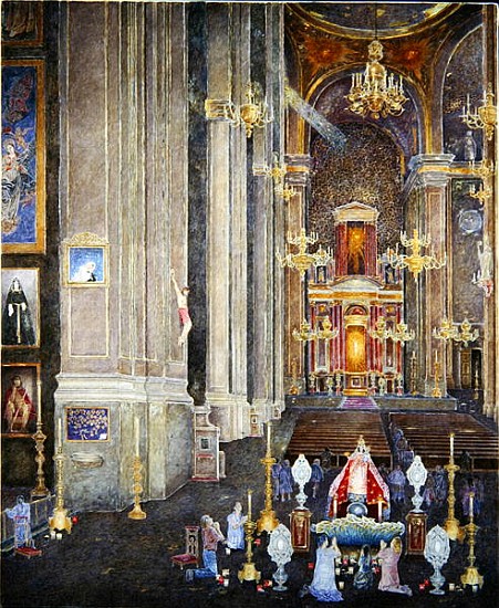 Veneration of the Virgen del Rosario, the Convent of San Domingo, 2001 (oil on canvas)  von  James  Reeve