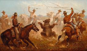 Cowboys Roping a Bear (Cowboys fangen einen Bären mit Lassos) 1877