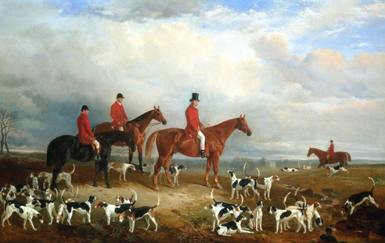 Samuel A. Reynell, Master of the Meath Hunt, with Archerstown in the distance von James Walsham Baldock
