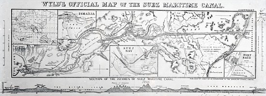 Wyld''s Official Map of the Suez Maritime Canal von James the Younger Wyld