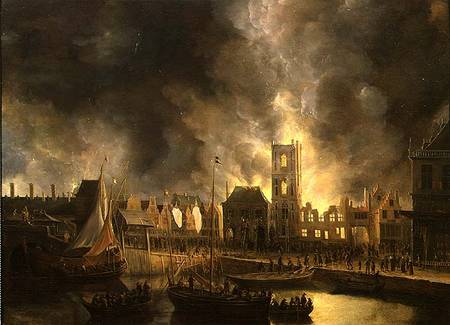 The Great Fire in the Old Town Hall Amsterdam 1652 von Jan Beerstraten