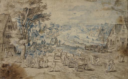 Ansicht eines Dorfes mit Kanal von Jan Brueghel d. Ä.