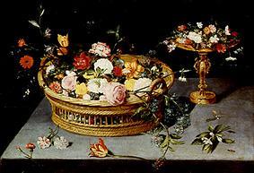 Blumenkorb und Blumenaufsatz von Jan Brueghel d. Ä.