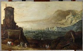 Hafenlandschaft mit Befestigungsturm Um 1610/20