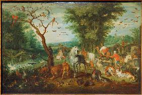 Paradieslandschaft mit Arche Noah 1613