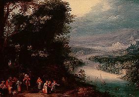 Waldige Flusslandschaft mit Fahrweg von Jan Brueghel d. Ä.
