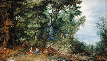 Wooded Landscape, or The Rest on the Flight into Egypt von Jan Brueghel d. Ä.